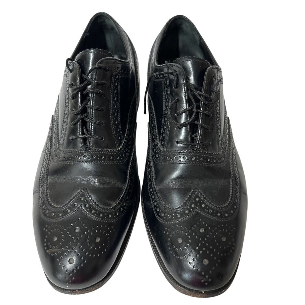 Florsheim Men's Oxford Dress Shoes 75912 Black Sz 9.5 3E Wingtip Classic Leather